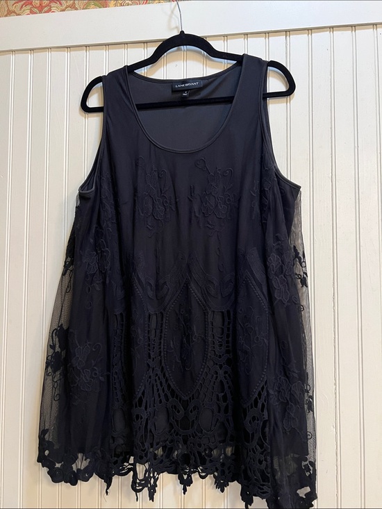 Lane Bryant Tops - Lane Bryant Black Embroidered Mesh Tunic